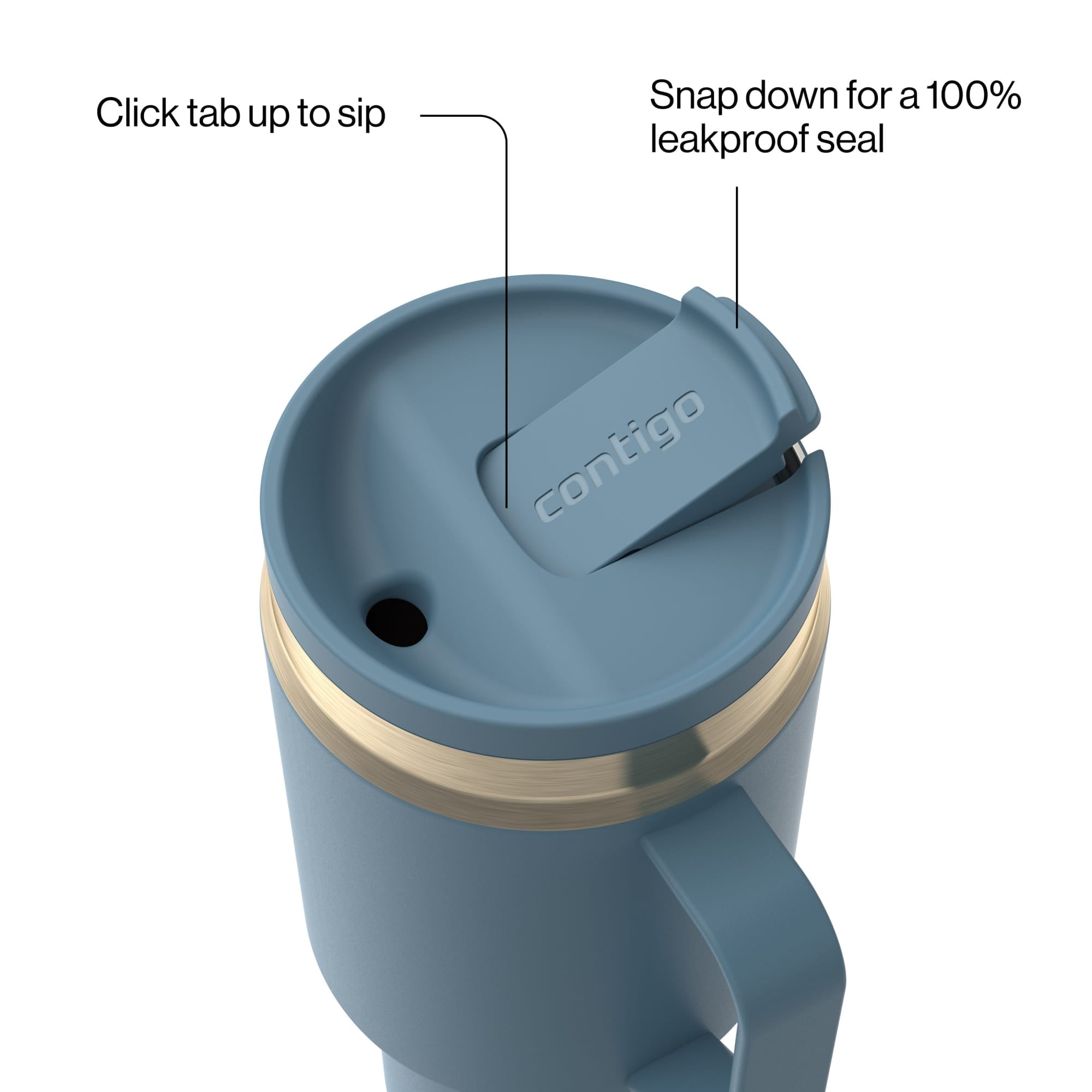 Contigo SnapSeal Leakproof Stainless Steel Reusable Water Bottle Tumbler with Side Handle, Black/Bronze, 30 oz - K4KT