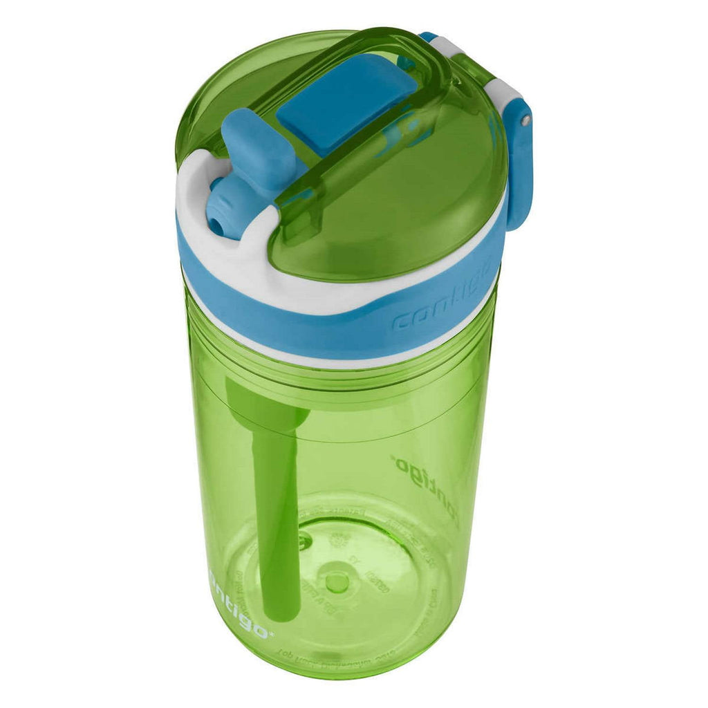 Contigo Kids 2-in-1 Snack Hero Tumbler Featuring 4oz Snack Holder Stacked on Top of 13oz Water Bottle - BPA Free, Durable Tritan w/Flexible Carry Handle &amp; Spill-Proof Valve, Green &amp; Blue – 2 Pack - 286D