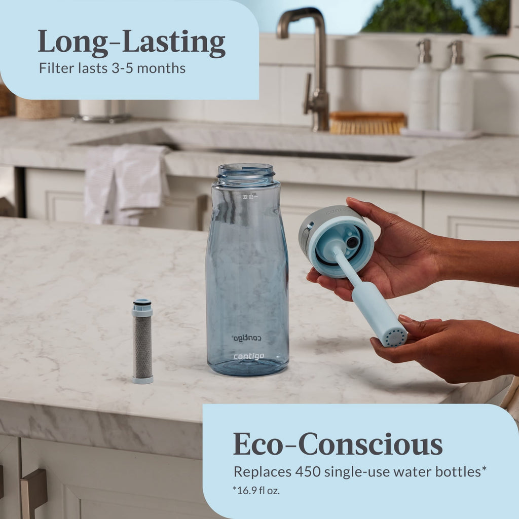 Contigo Wells Plastic Filter Water Bottle with AUTOSPOUT Straw Lid, 32 oz., Dark Ice - JKRM