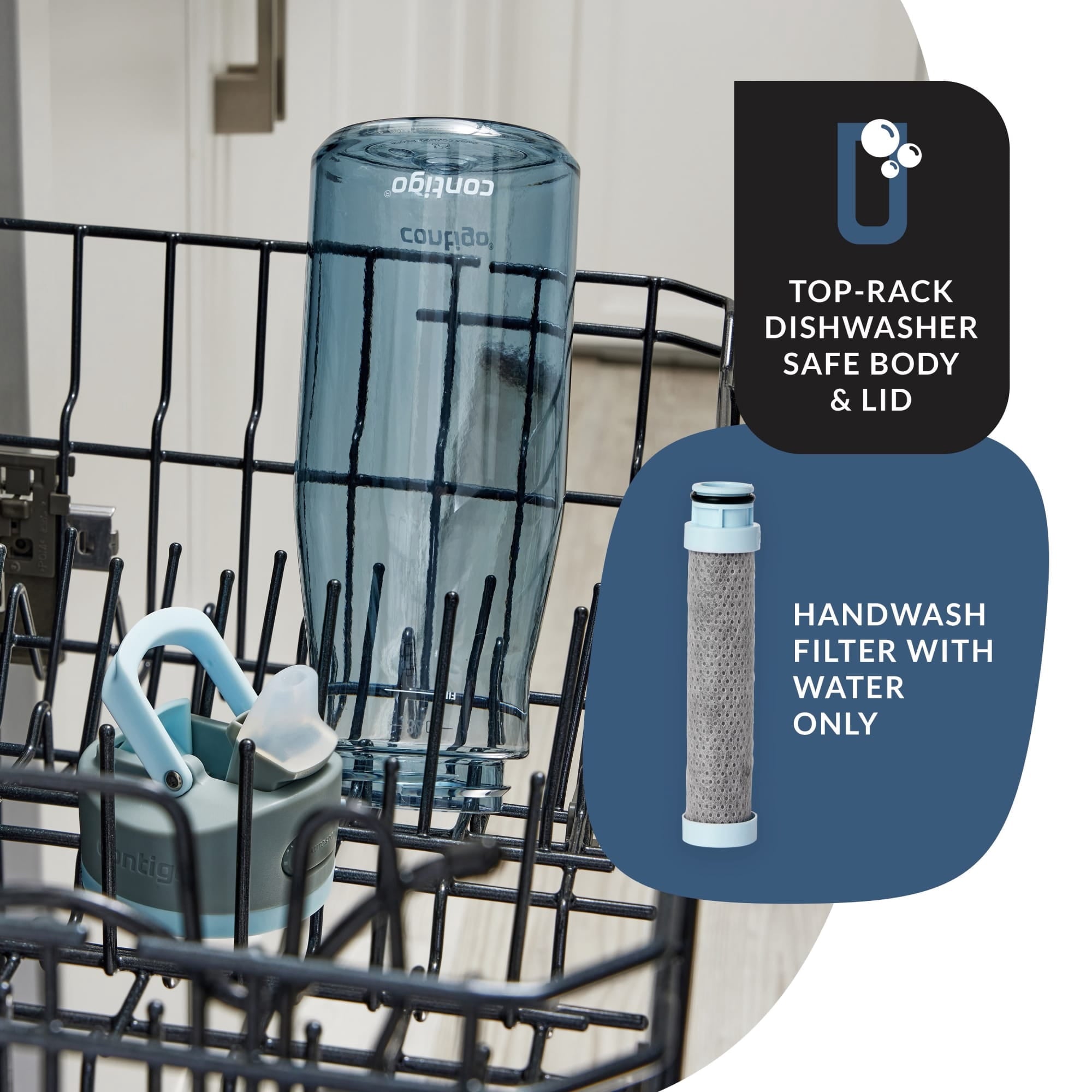 Contigo Wells Plastic Filter Water Bottle with AUTOSPOUT Straw Lid, 32 oz., Dark Ice - JKRM