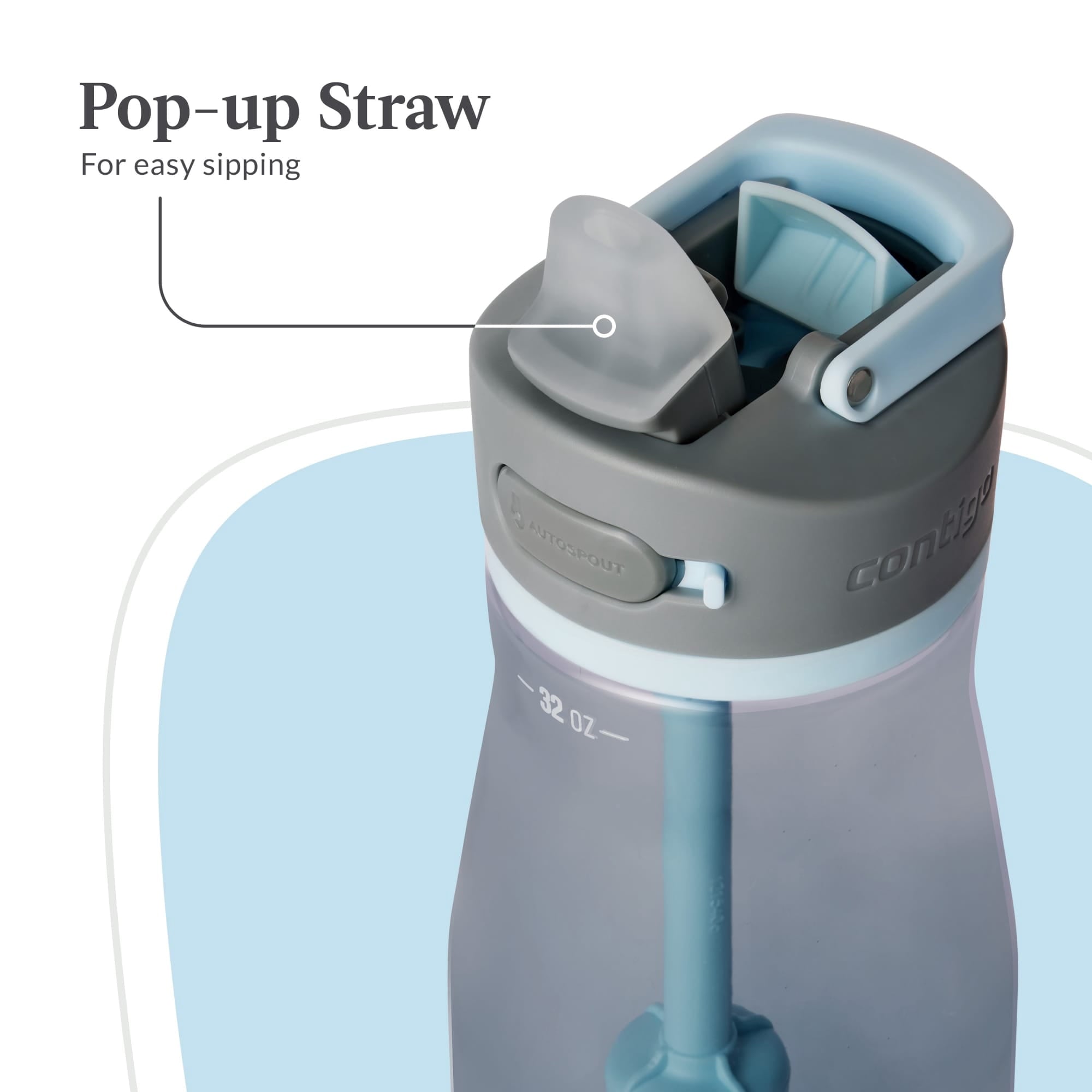 Contigo Wells Plastic Filter Water Bottle with AUTOSPOUT Straw Lid, 32 oz., Dark Ice - JKRM
