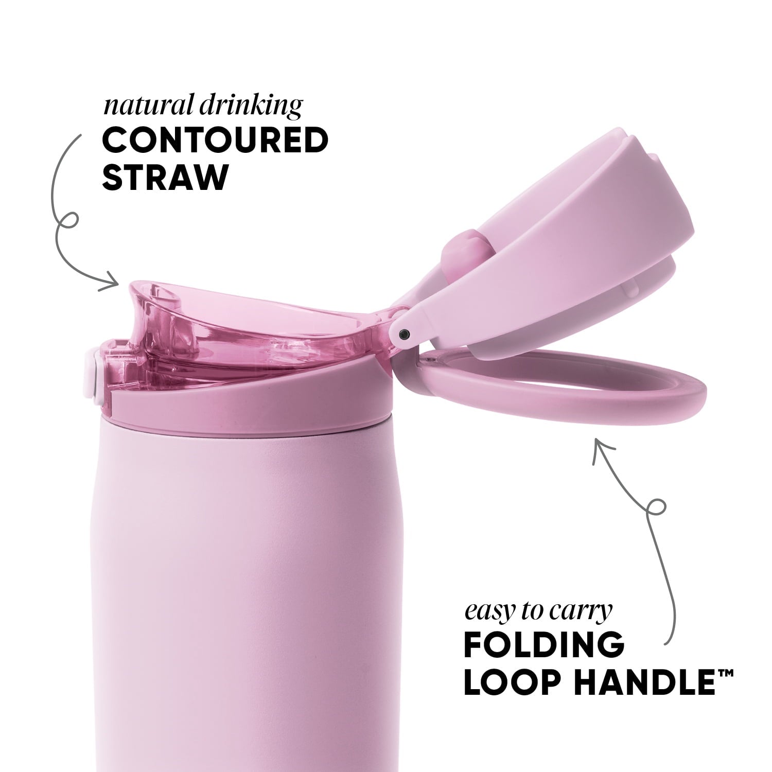 Simple Modern 24oz Mesa Loop Water Bottle with Covered Spout | Pink Champagne - 7VBB