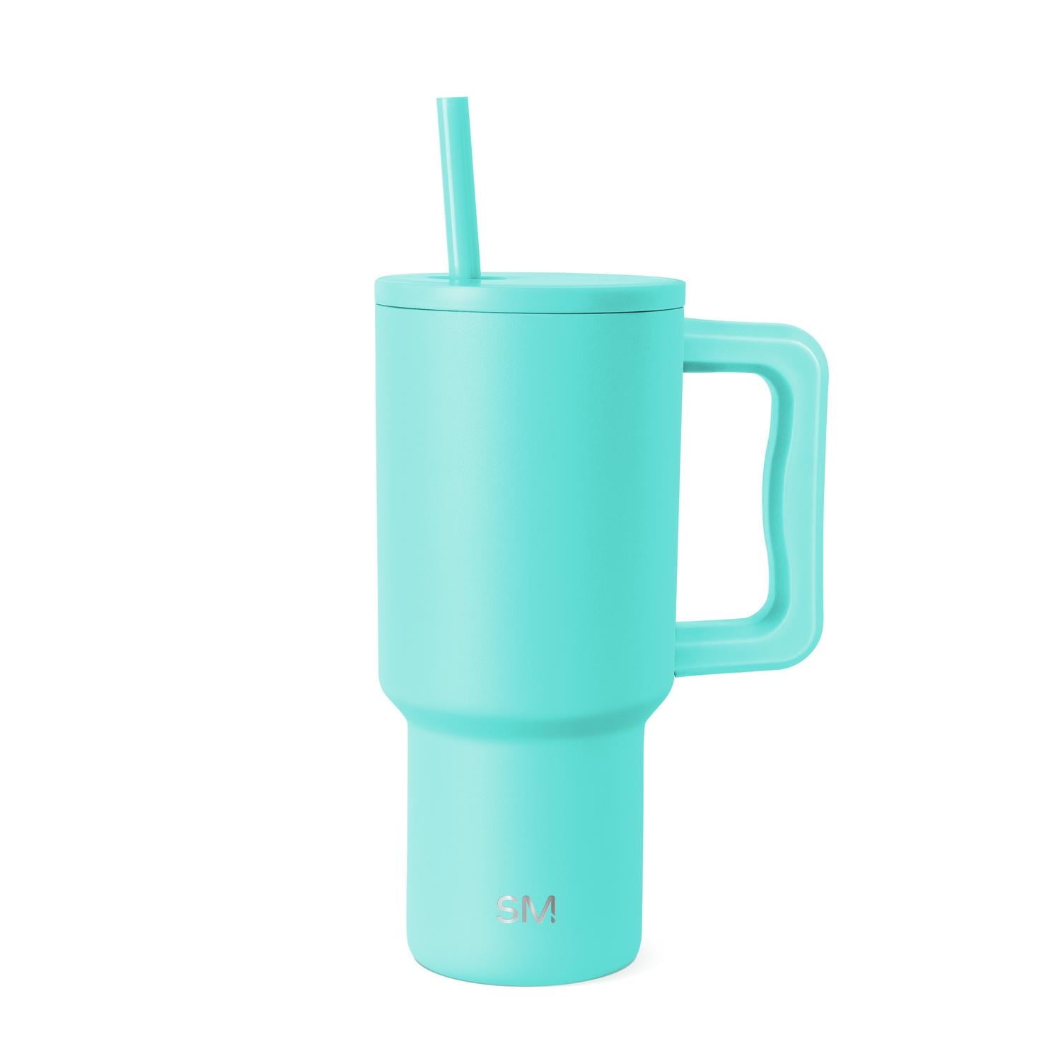 Simple Modern 30 fl oz Insulated Stainless Steel Trek Tumbler with Straw Lid | Seaglass Sage and Cream Checkmate - 2P24