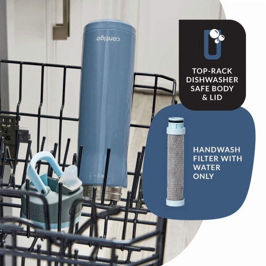 Contigo 24 oz. Wells Chill Stainless Steel Filter Bottle w/ Filters - Dark Ice - 6FAB