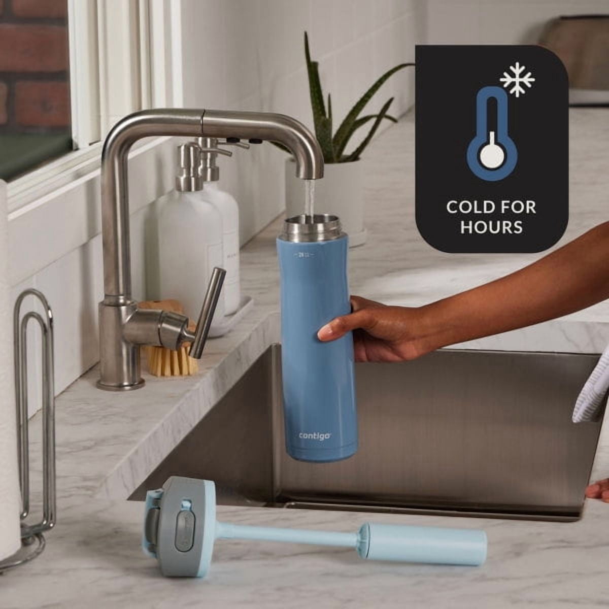 Contigo 24 oz. Wells Chill Stainless Steel Filter Bottle w/ Filters - Dark Ice - 6FAB