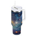 30 oz Insulated Stainless Steel Tumbler Double Wall Stainless Steel Tumbler with 2-Way Drinking Vibrant and Colorful Universe - A4XR