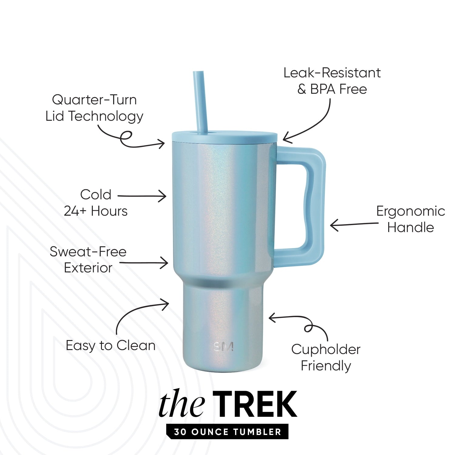 Simple Modern 30 fl oz Insulated Stainless Steel Trek Tumbler with Straw Lid | Seaglass Sage and Cream Checkmate - 2P24