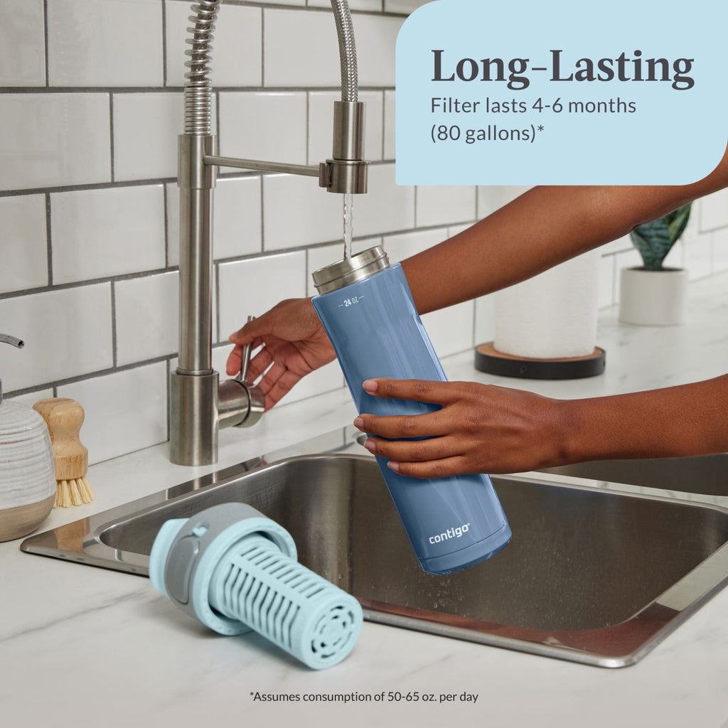 Contigo Clybourn FreeFlow Filter Water Bottle Replacement Filter, 1 Count - 4KLA