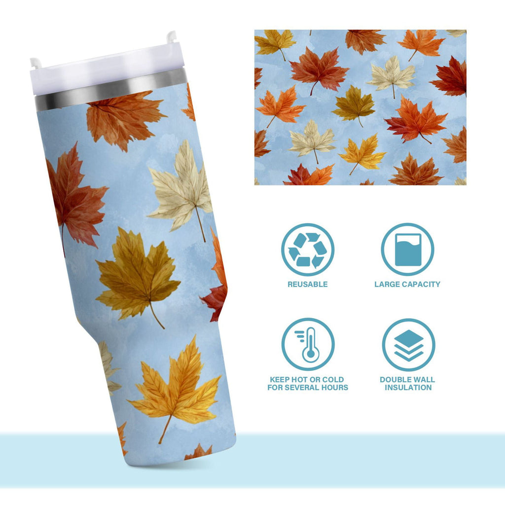 30 oz Insulated Stainless Steel Tumbler Double Wall Stainless Steel Tumbler with 2-Way Drinking Autumn Maple Leaves - GGC9