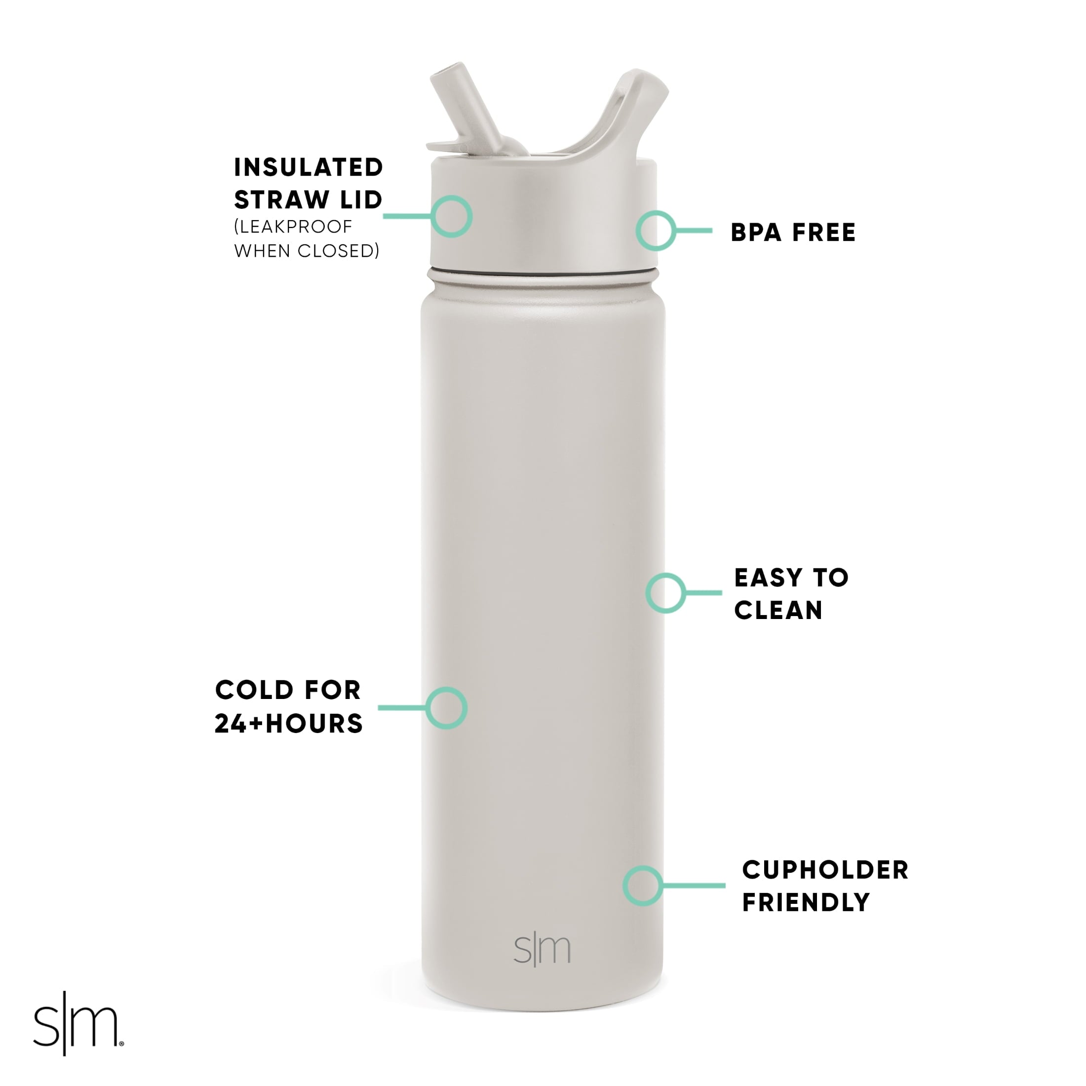 Simple Modern Summit Water Bottle Straw Lid Vacuum Insulated Stainless Steel Bottle | 22 fl oz - GYDZ