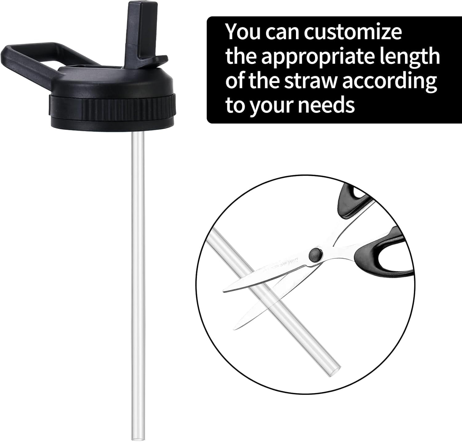 Straw Lid Compatible with Nalgene Water Bottles 32 OZ, BPA-Free Straws Lid with Handle for Nalgene Wide Mouth, Replacement Bottle Cap Accessories with 2 Straws and 1 Straw Brush - UQ2T