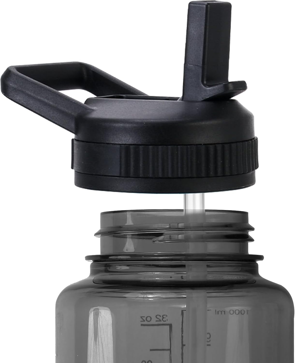 Straw Lid Compatible with Nalgene Water Bottles 32 OZ, BPA-Free Straws Lid with Handle for Nalgene Wide Mouth, Replacement Bottle Cap Accessories with 2 Straws and 1 Straw Brush - UQ2T