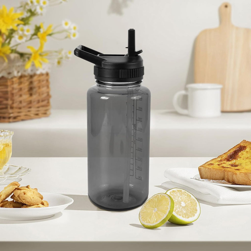 Straw Lid Compatible with Nalgene Water Bottles 32 OZ, BPA-Free Straws Lid with Handle for Nalgene Wide Mouth, Replacement Bottle Cap Accessories with 2 Straws and 1 Straw Brush - UQ2T