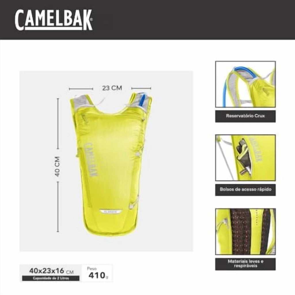 Camelbak Classic Light Hydration Pack Bag Inc Reservior Yellow/Silver 70oz - 4B8F