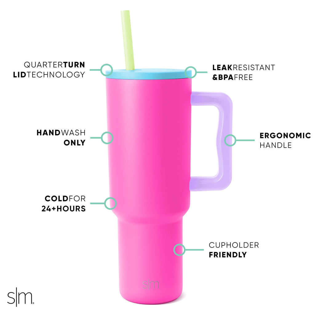 Simple Modern 40 fl oz Insulated Stainless Steel Trek Tumbler with Straw Lid | 80s Mix - ZFZ8