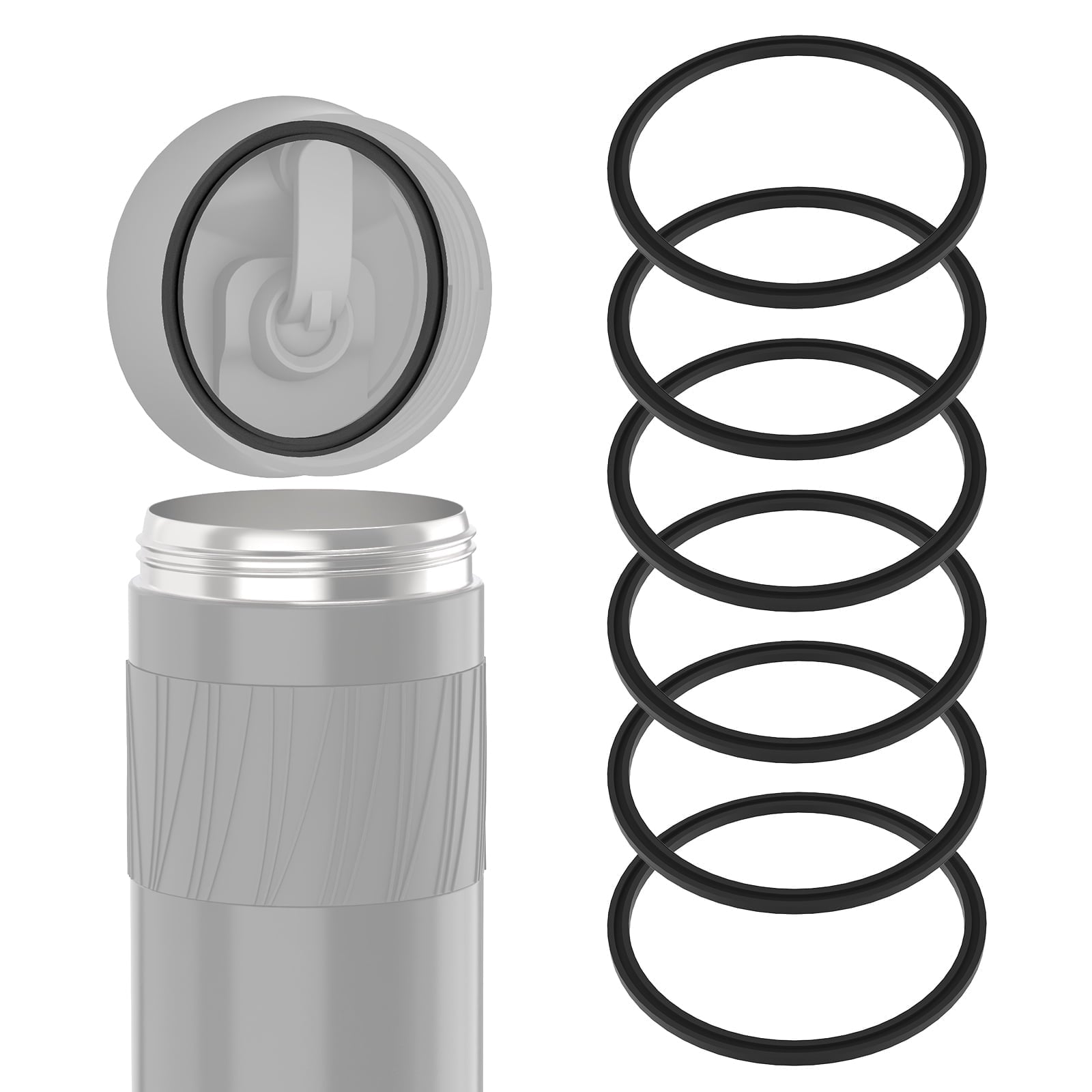 Linkidea 6 Pack Water Bottle Gasket Replacement Compatible with Contigo Byron Snapseal Travel Mug 16oz/20oz, Silicone O Ring Leak Proof Rubber Seal with Tweezer for Bottle Lid, Black - HV6G