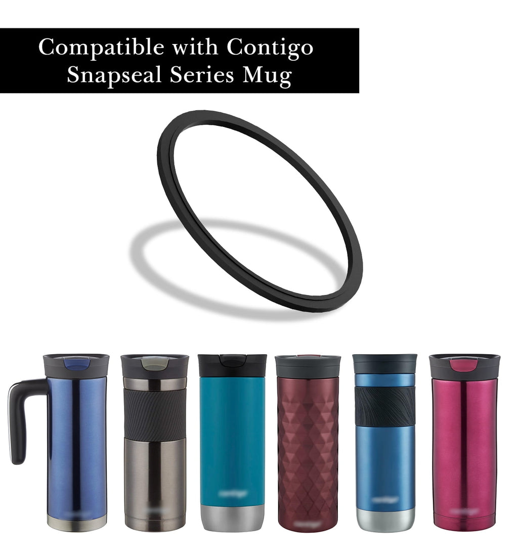 Linkidea 6 Pack Water Bottle Gasket Replacement Compatible with Contigo Byron Snapseal Travel Mug 16oz/20oz, Silicone O Ring Leak Proof Rubber Seal with Tweezer for Bottle Lid, Black - HV6G