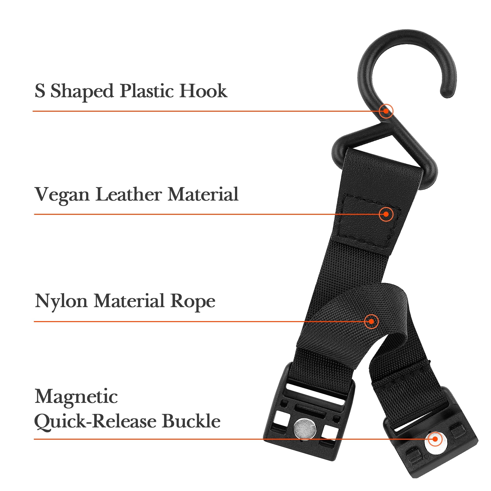Linkidea 2 Pack Fence Hooks for Waterbottle, Compatible with Stanley, Nalgene, IRON FLASK with Handle Bottle &amp; Tumbler, S Shaped Hook Hanger Magnetic Buckle for Outdoor Sports Camping - QEYE