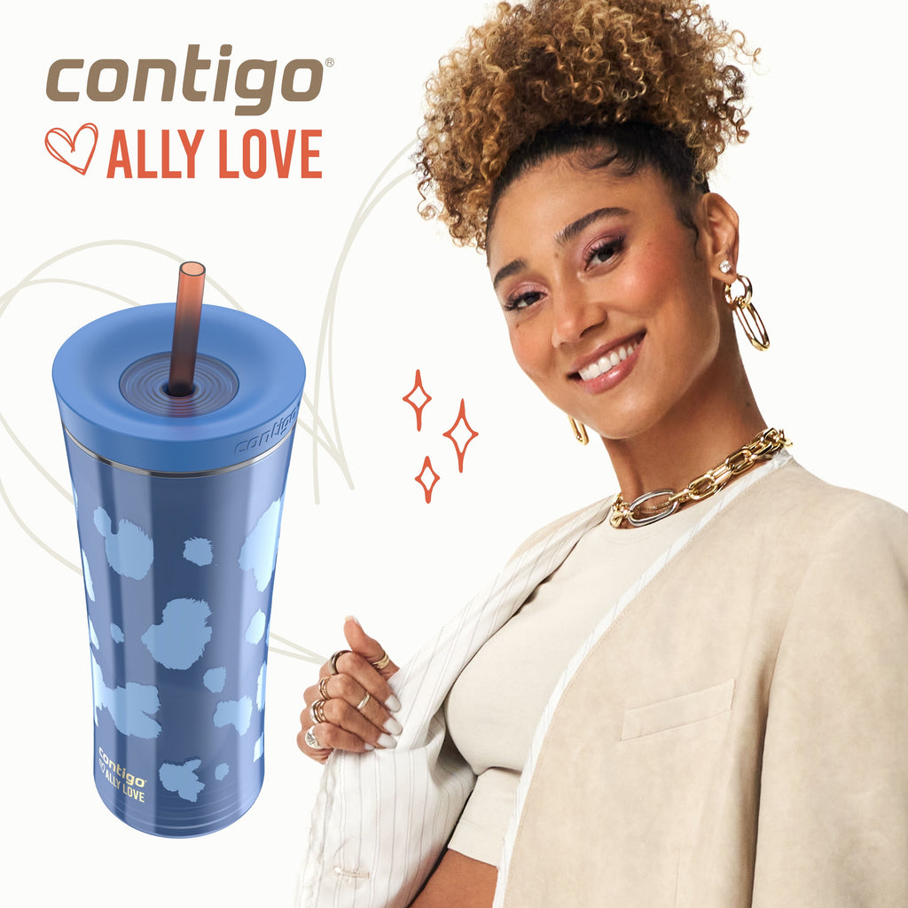 Contigo 20oz Shake &amp; Go Tumbler, Plastic with Straw, Stellar Jay Cowhide Couture - HPJ2
