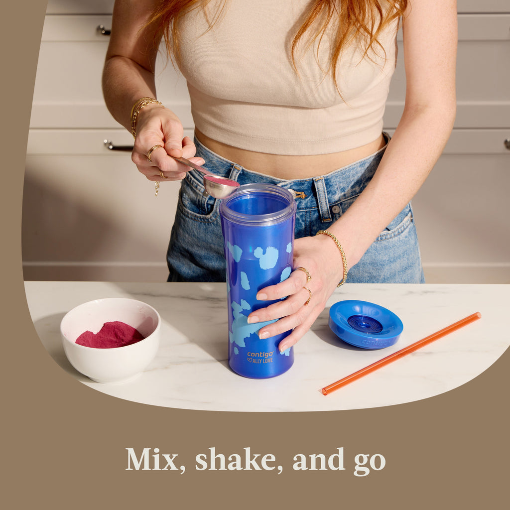 Contigo 20oz Shake &amp; Go Tumbler, Plastic with Straw, Stellar Jay Cowhide Couture - HPJ2