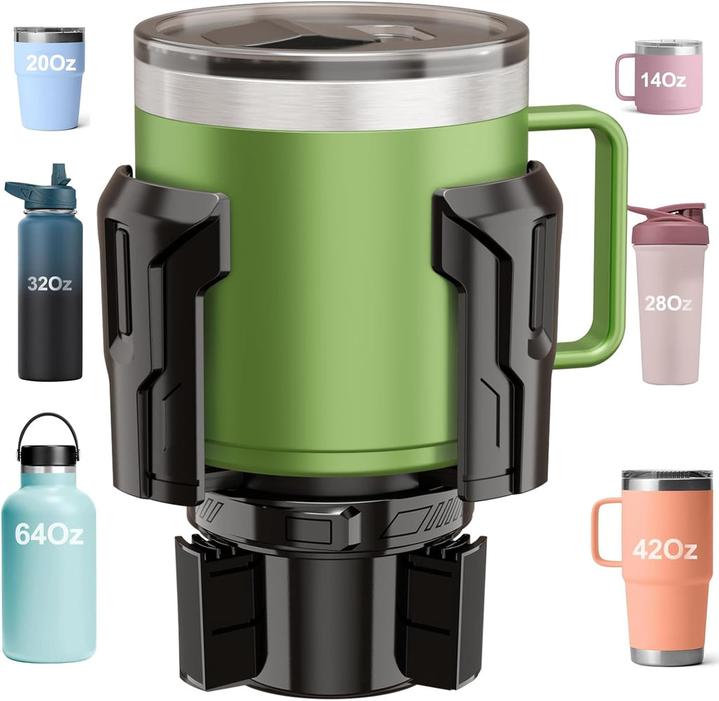 Cup Holder Expander: One-Button Open, Universal, Adjustable Holder(Diameter 2.6"- 4.8"), Cup Holder Expander for , , Nalgene, Takeya, Camelbak, Ramblers, , Tumblers, Mugs - DEZ3