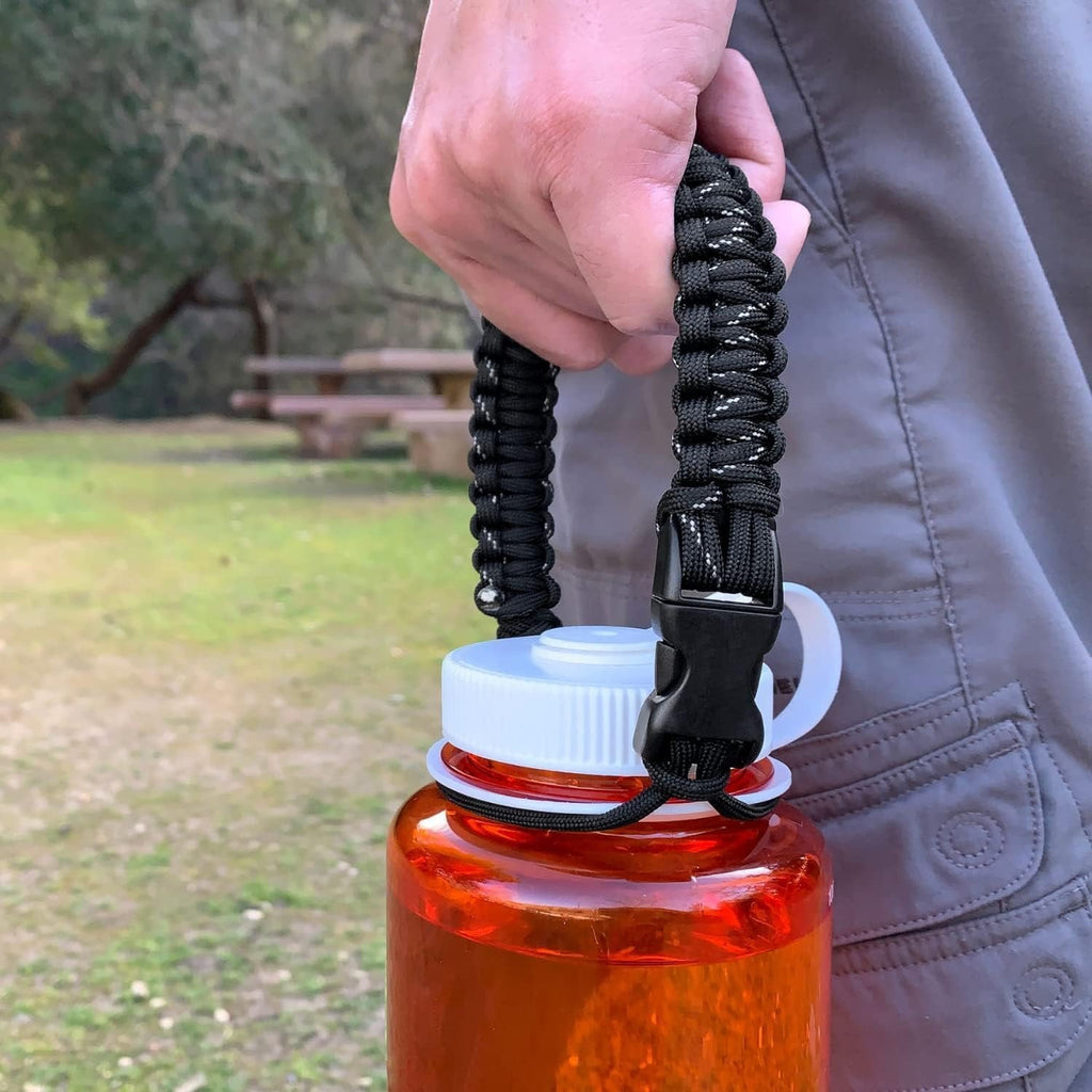 Hydrocord Handle for Nalgene Water Bottles, Fits Wide Mouth Water Bottles, Durable Carrier, Secure Accessories, Compatible with 32oz, 36oz, 48oz Water Bottle (Black) - LLJT