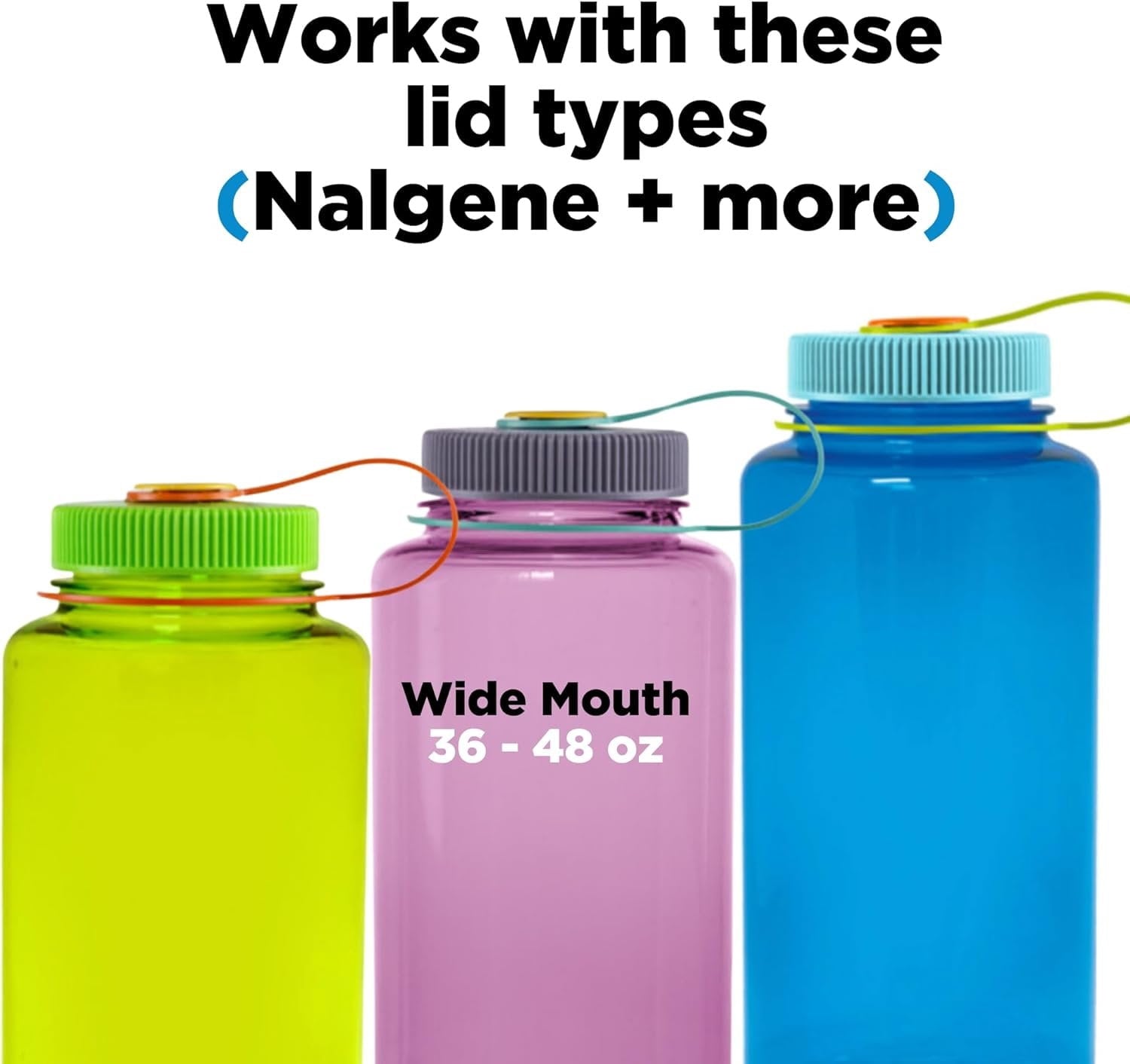 Hydrocord Handle for Nalgene Water Bottles, Fits Wide Mouth Water Bottles, Durable Carrier, Secure Accessories, Compatible with 32oz, 36oz, 48oz Water Bottle (Black) - LLJT