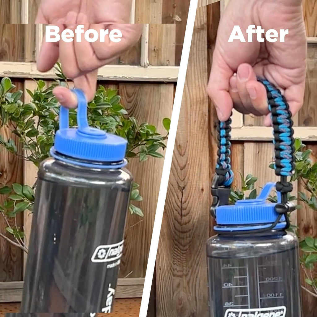 Hydrocord Handle for Nalgene Water Bottles, Fits Wide Mouth Water Bottles, Durable Carrier, Secure Accessories, Compatible with 32oz, 36oz, 48oz Water Bottle (Black) - LLJT