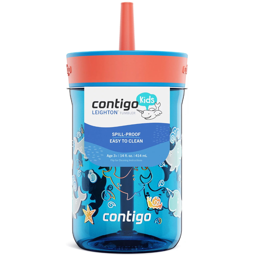 Contigo Kid's 14 oz. Leighton Tumbler with Straw - Juniper/Blue Forest - QTKG