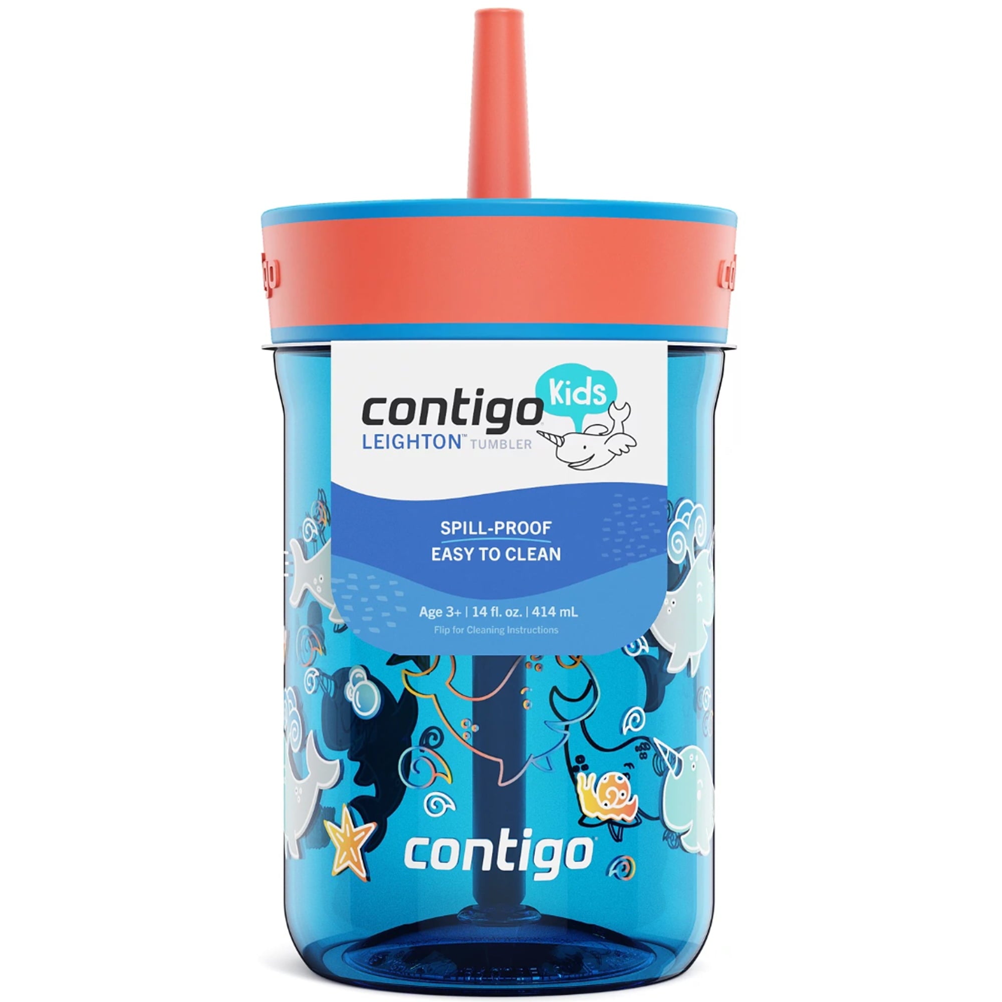 Contigo Kid's 14 oz. Leighton Tumbler with Straw - Juniper/Blue Forest - QTKG