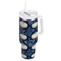 30 oz Insulated Stainless Steel Tumbler Double Wall Stainless Steel Tumbler with 2-Way Drinking Watercolor White Pumpkins - DNFY