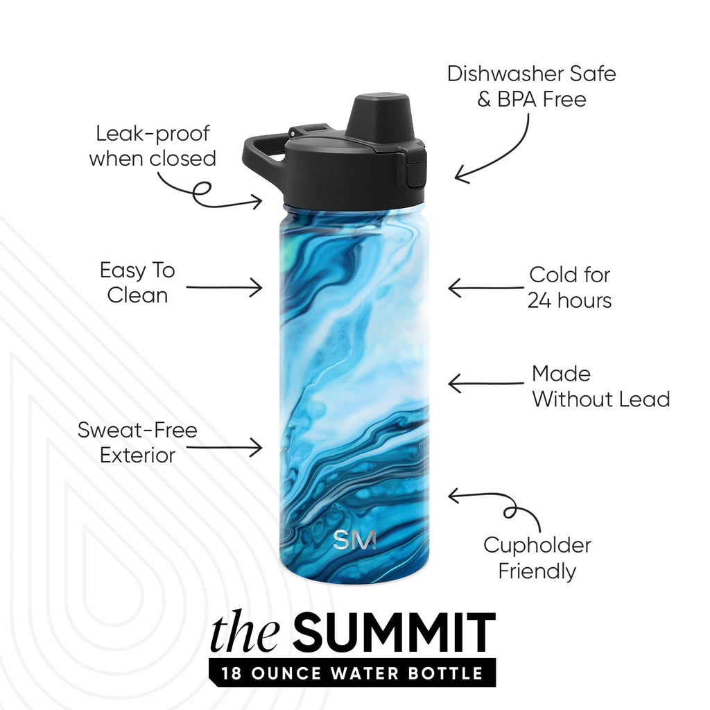 Simple Modern 18 fl oz Insulated Stainless Steel Summit Water Bottle with Covered Silicone Straw Lid | Sweet Taffy - 5MNL