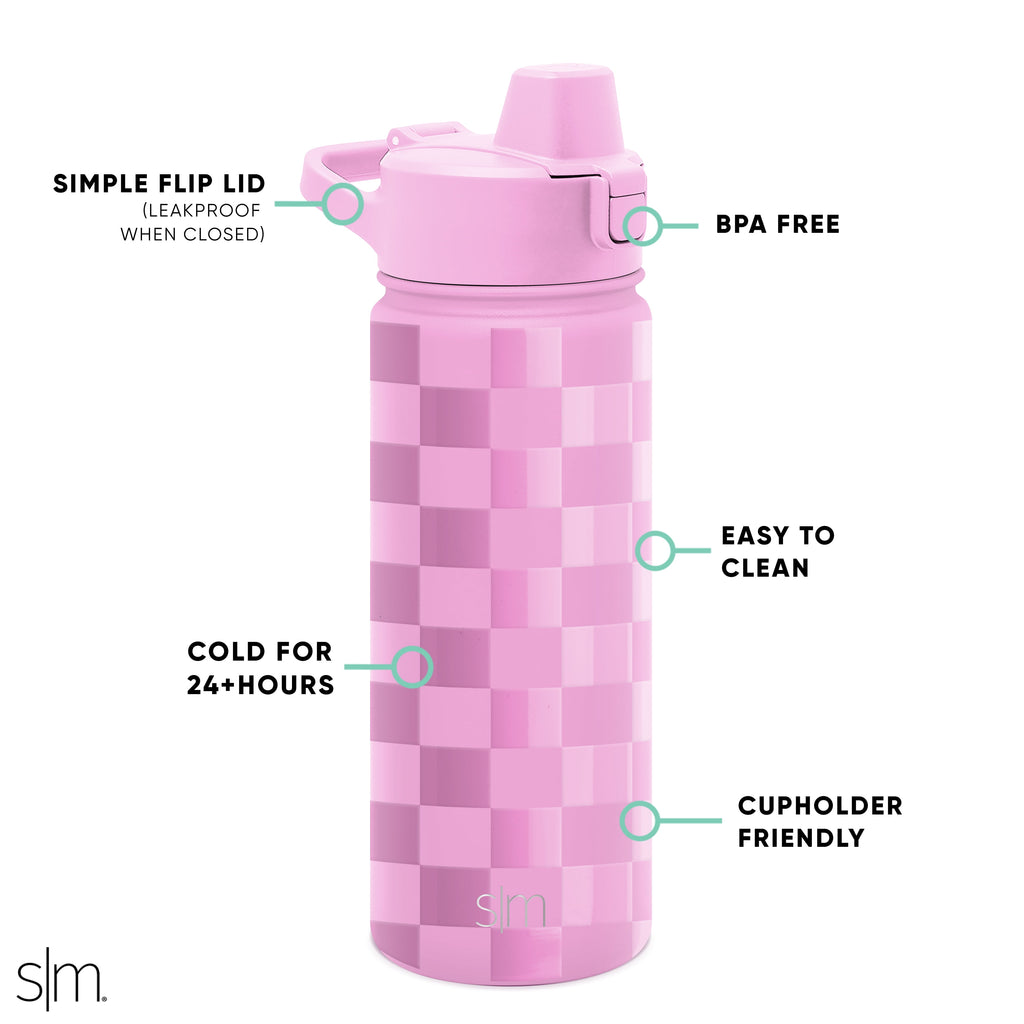 Simple Modern 18 fl oz Insulated Stainless Steel Summit Water Bottle with Covered Silicone Straw Lid | Sweet Taffy - 5MNL