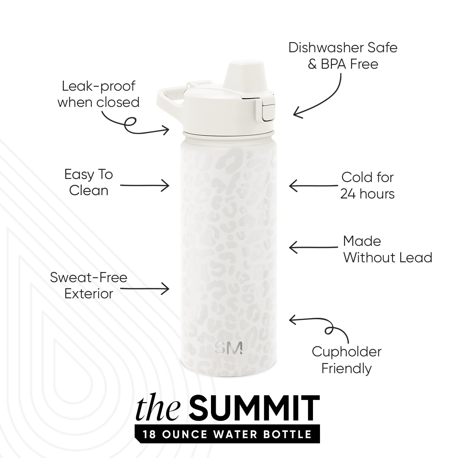Simple Modern 18 fl oz Insulated Stainless Steel Summit Water Bottle with Covered Silicone Straw Lid | Sweet Taffy - 5MNL