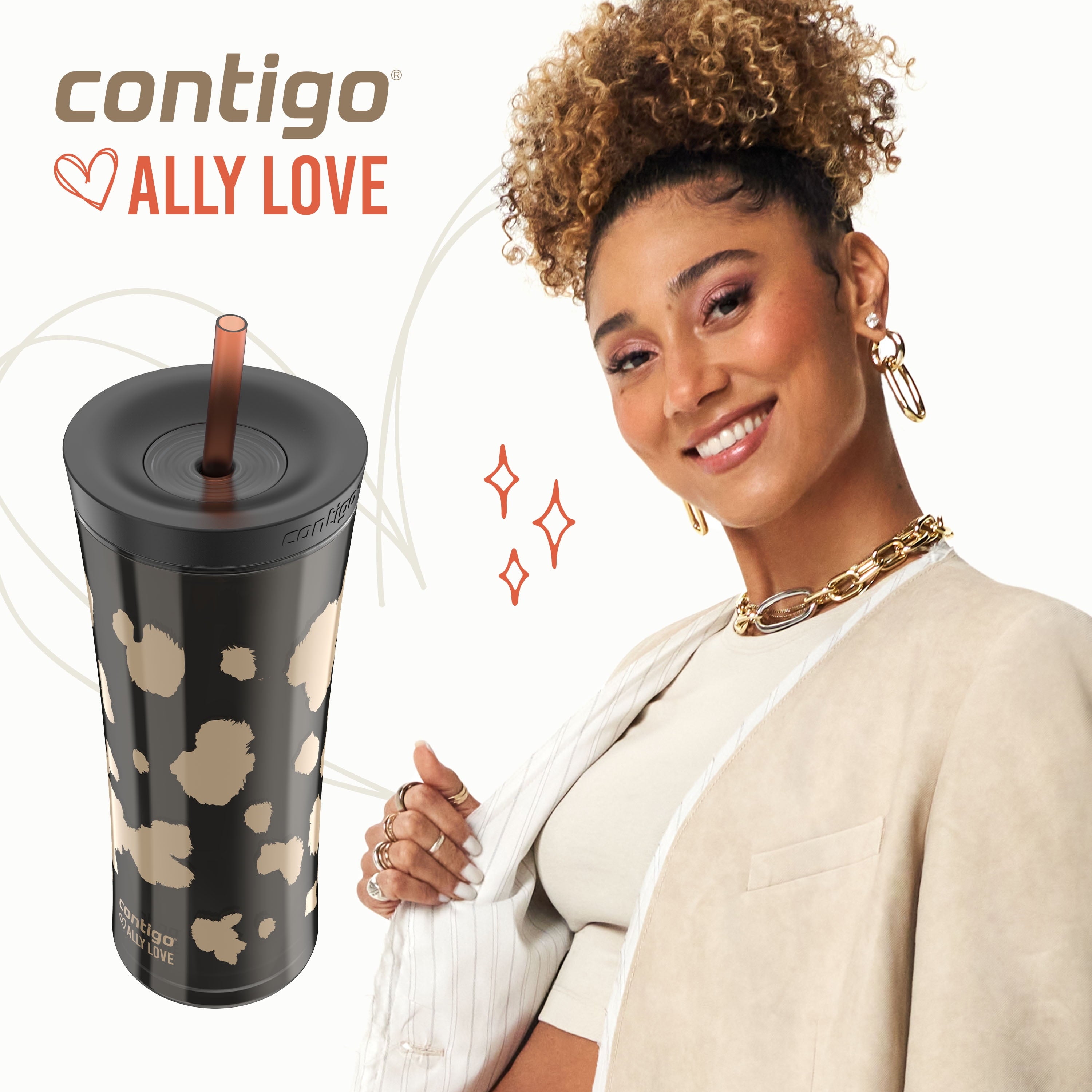 Contigo 20oz Shake &amp; Go Tumbler, Plastic with Straw, Licorice Cowhide Couture - 675A