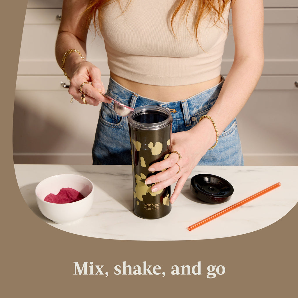 Contigo 20oz Shake &amp; Go Tumbler, Plastic with Straw, Licorice Cowhide Couture - 675A