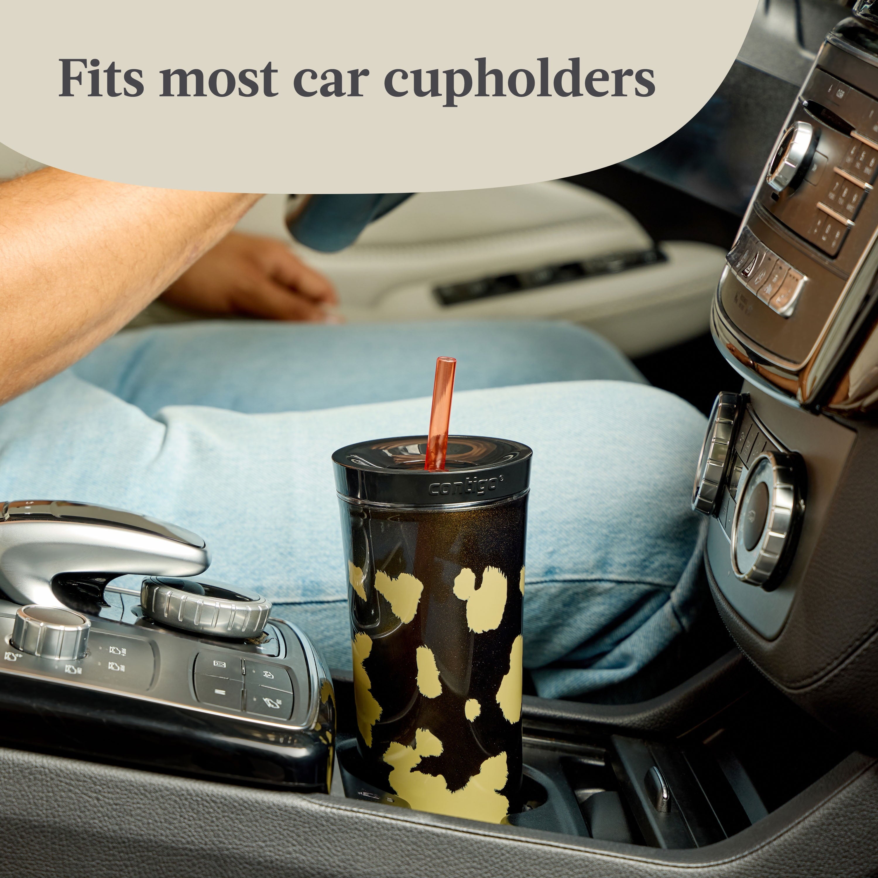 Contigo 20oz Shake &amp; Go Tumbler, Plastic with Straw, Licorice Cowhide Couture - 675A
