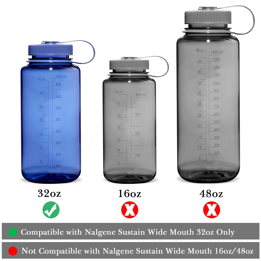 Linkidea 4 Pack Water Bottle Silicone Splashguard Compatible with Nalgene Sustain Wide Mouth 32oz, Anti-Spill Splash Guard for Wide-Necked Bottles with 53mm Opening, Waterbottle Easy Sipper - JF3C