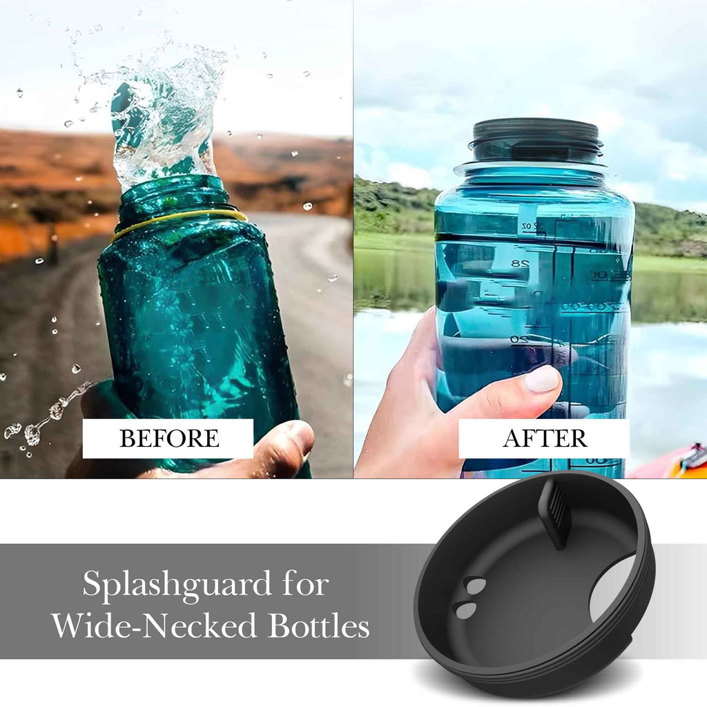 Linkidea 4 Pack Water Bottle Silicone Splashguard Compatible with Nalgene Sustain Wide Mouth 32oz, Anti-Spill Splash Guard for Wide-Necked Bottles with 53mm Opening, Waterbottle Easy Sipper - JF3C