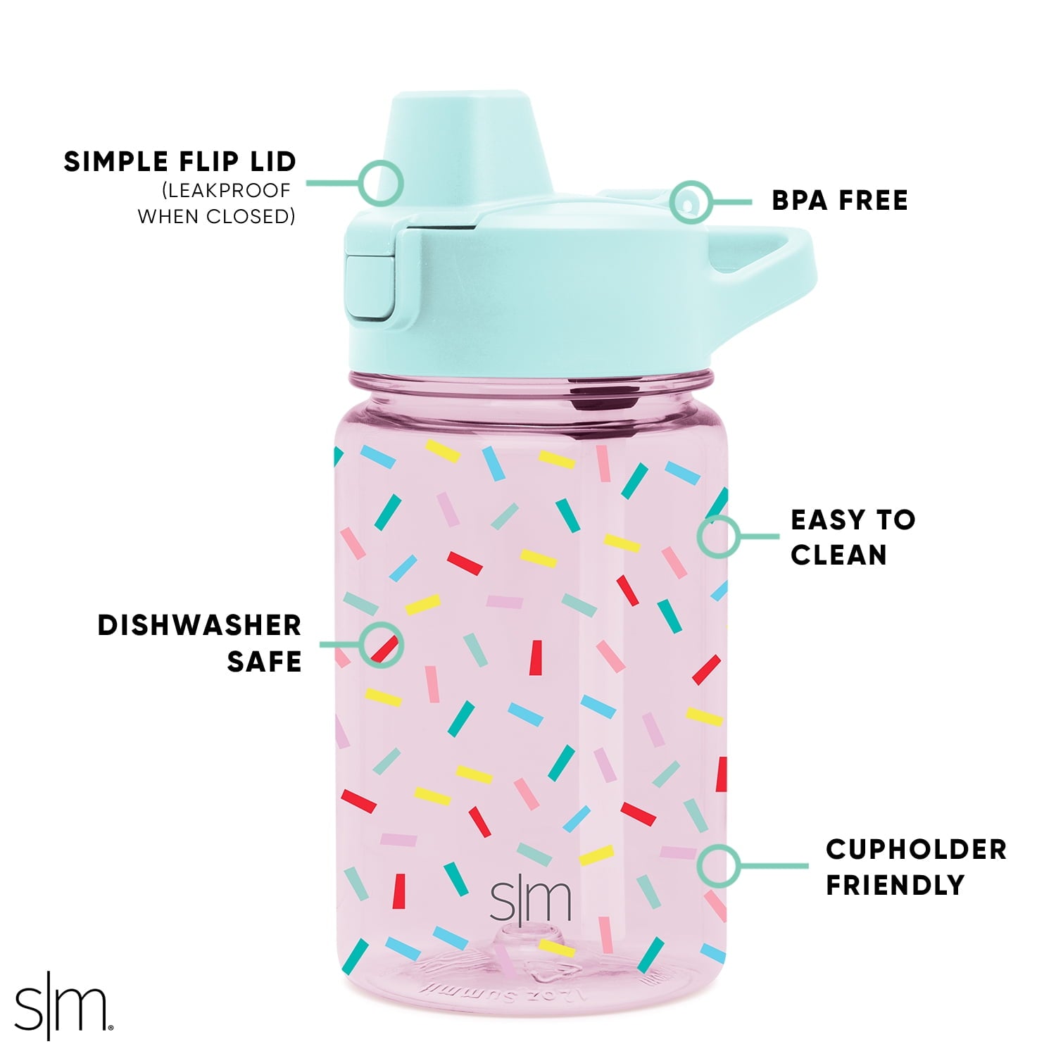 Simple Modern 12 fl oz Reusable Tritan Summit Water Bottle with Silicone Straw Lid | Birthday Cake - 7T9B