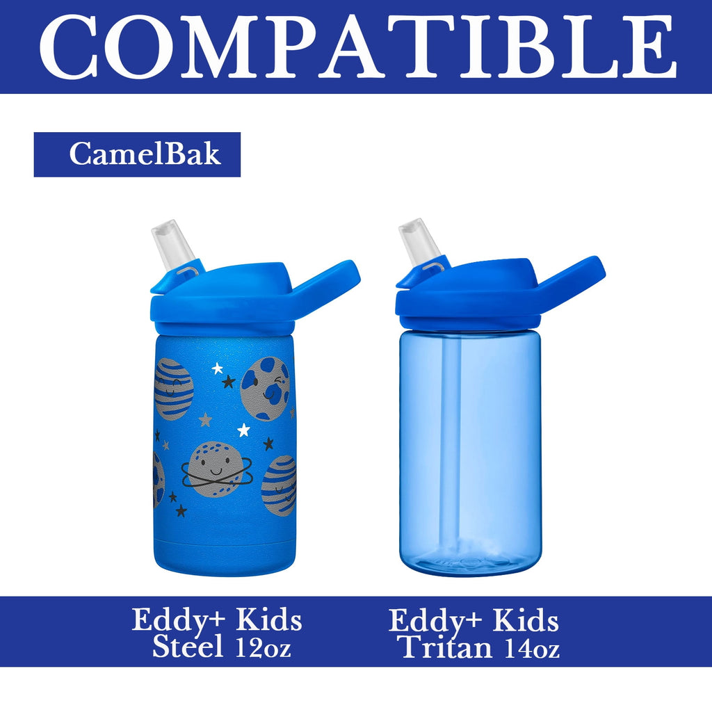 Linkidea Water Bottle Sleeve Compatible with CamelBak Eddy+ Tritan 14oz, Steel 12oz Kids Bottle, Waterbottle Holder Bag with Name Tag, Navy Blue - HF8X