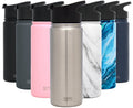 Simple Modern Summit 18 oz Silver and Black Double Wall Vacuum Insulated Stainless Steel Water Bottle with Wide Mouth and Flip-Top Lid - 285P