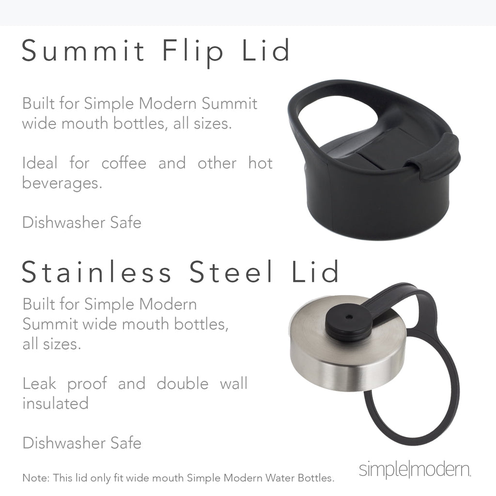 Simple Modern Summit 18 oz Silver and Black Double Wall Vacuum Insulated Stainless Steel Water Bottle with Wide Mouth and Flip-Top Lid - 285P