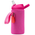 Linkidea Water Bottle Sleeve Compatible with CamelBak Eddy+ Tritan 14oz, Steel 12oz Kids Bottle, Waterbottle Holder Bag with Name Tag, Rose Red - 7RR2