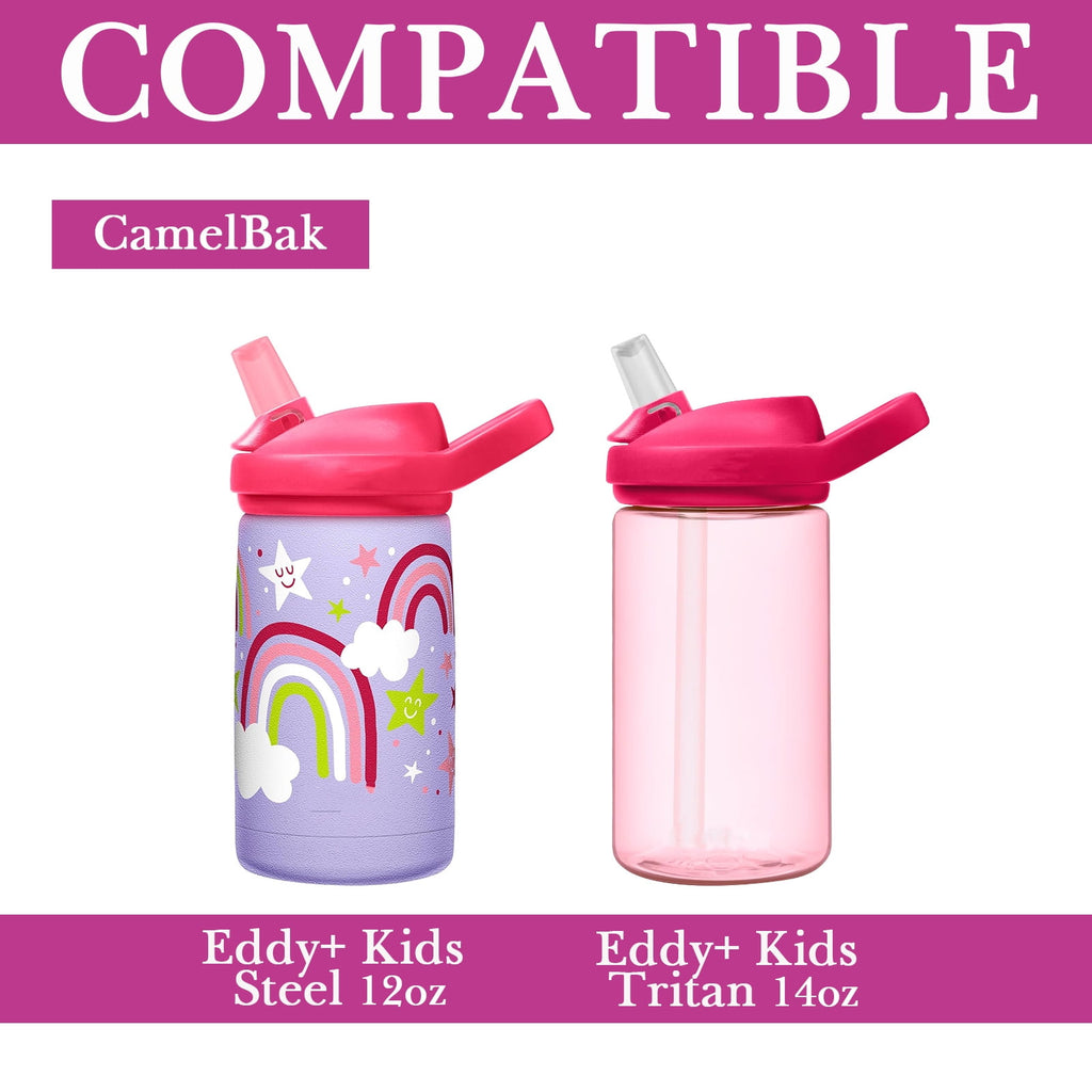 Linkidea Water Bottle Sleeve Compatible with CamelBak Eddy+ Tritan 14oz, Steel 12oz Kids Bottle, Waterbottle Holder Bag with Name Tag, Rose Red - 7RR2