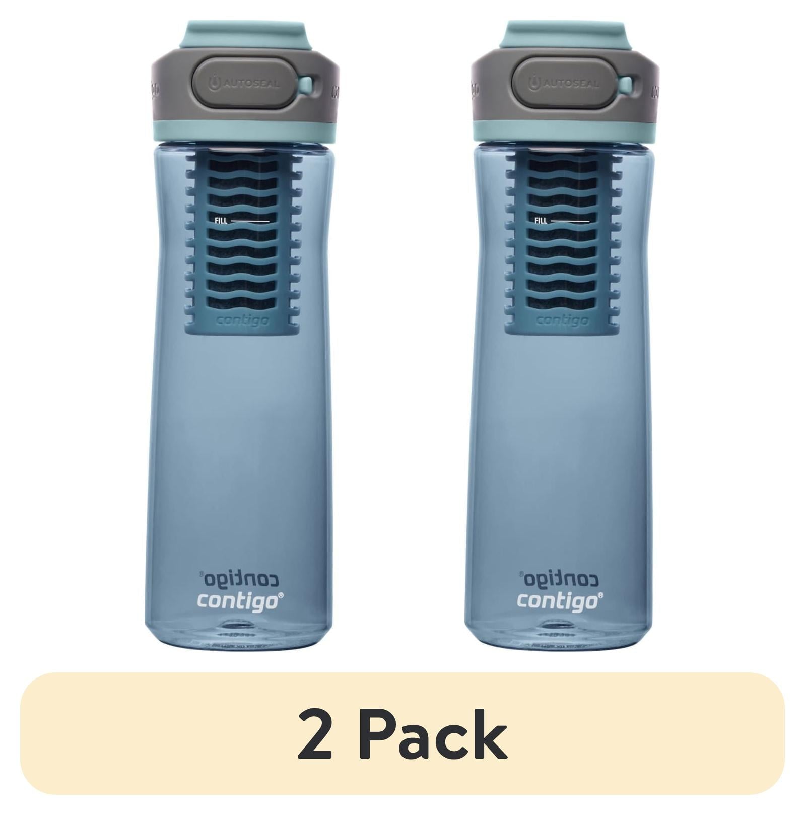 (2 pack) Contigo Clybourn Plastic FreeFlow Filter Water Bottle with AUTOSEAL Lid 24 oz., Dark Ice, with Replacable Filter - GSKW