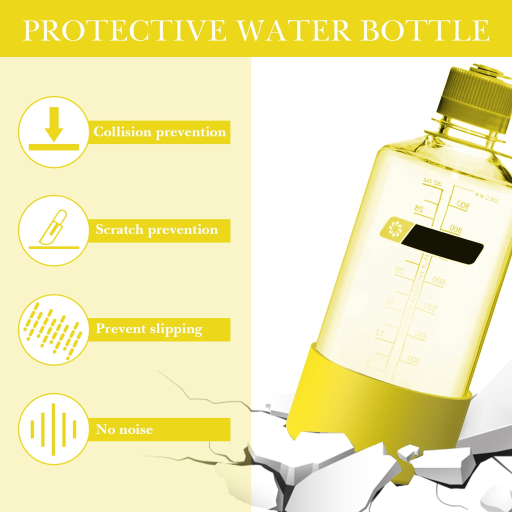 Linkidea 2 Pack Water Bottle Boot Compatible with Nalgene Sustain Wide Mouth 32oz/48oz, Narrow Mouth 32oz, Silicone Anti-Slip Bottle Bottom Bumper Protector (Yellow) - QUTA