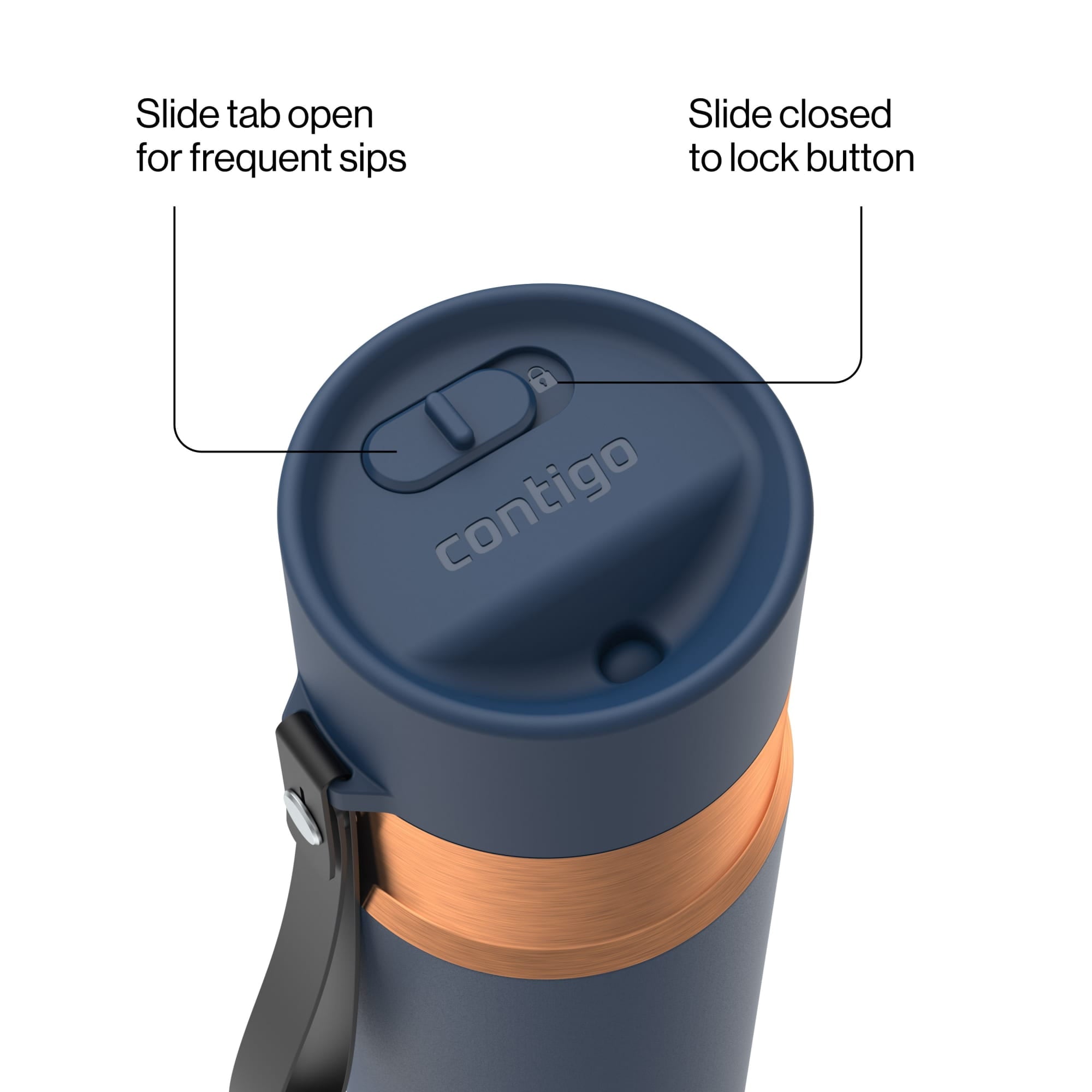 Contigo AutoSeal 16 oz Leakproof Water Bottle with Carrying Strap - 2YAK