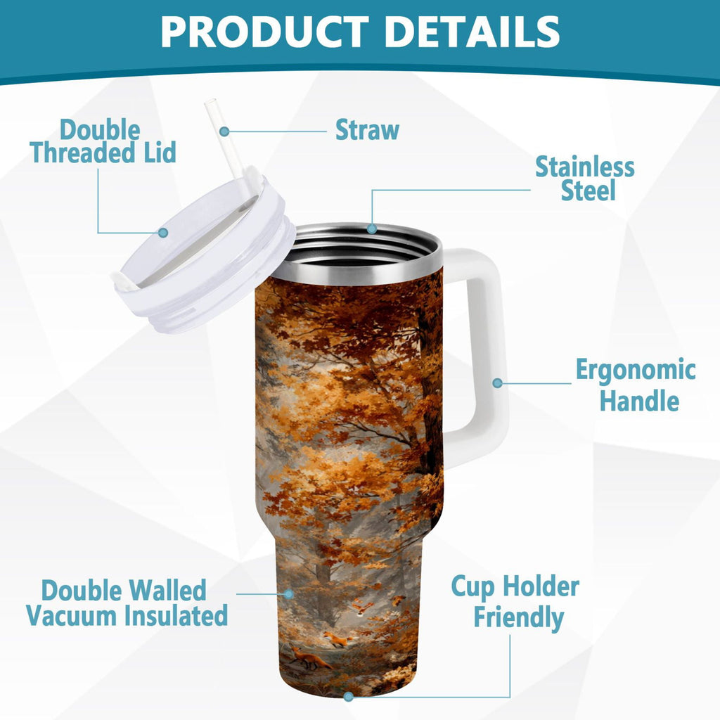 30 oz Insulated Stainless Steel Tumbler Double Wall Stainless Steel Tumbler with 2-Way Drinking Beautiful Autumn Forest - TMGP