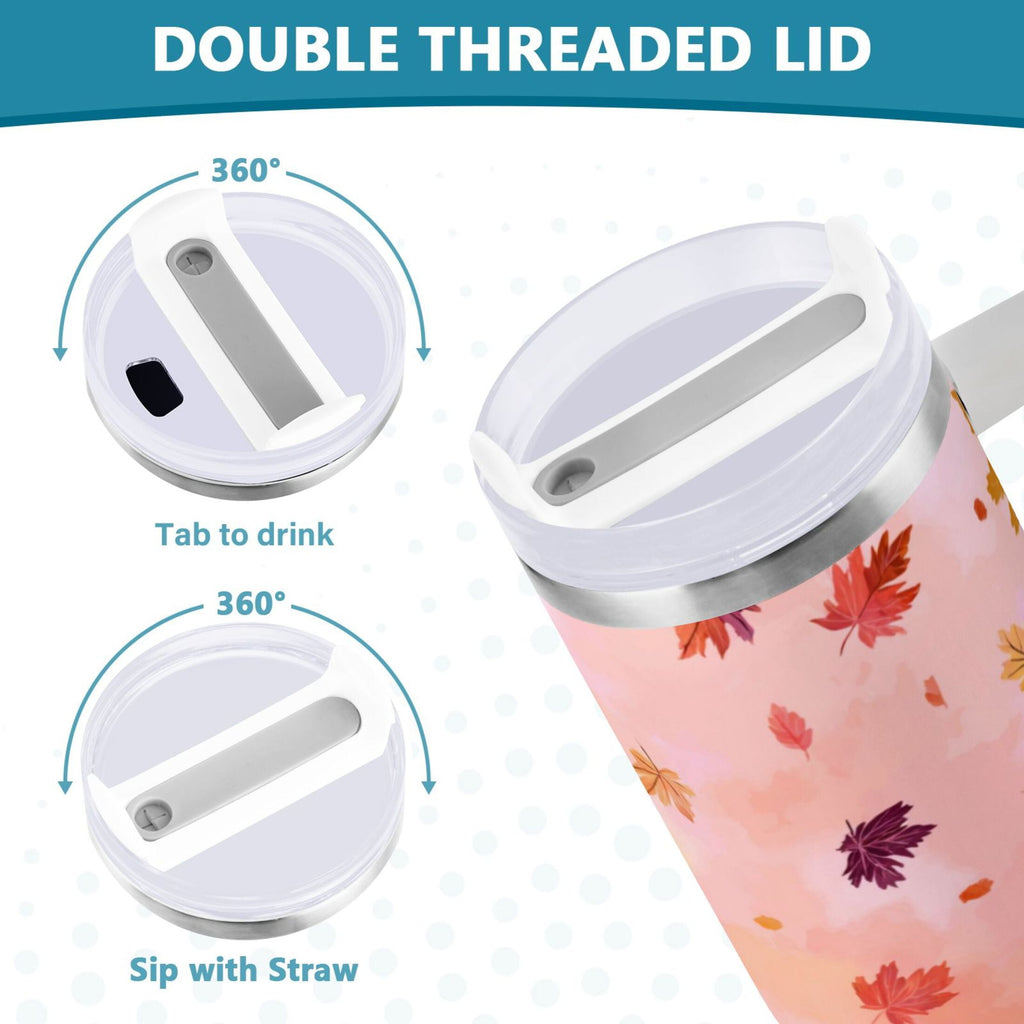 30 oz Insulated Stainless Steel Tumbler Double Wall Stainless Steel Tumbler with 2-Way Drinking Autumn Leaves Falling - 25KZ